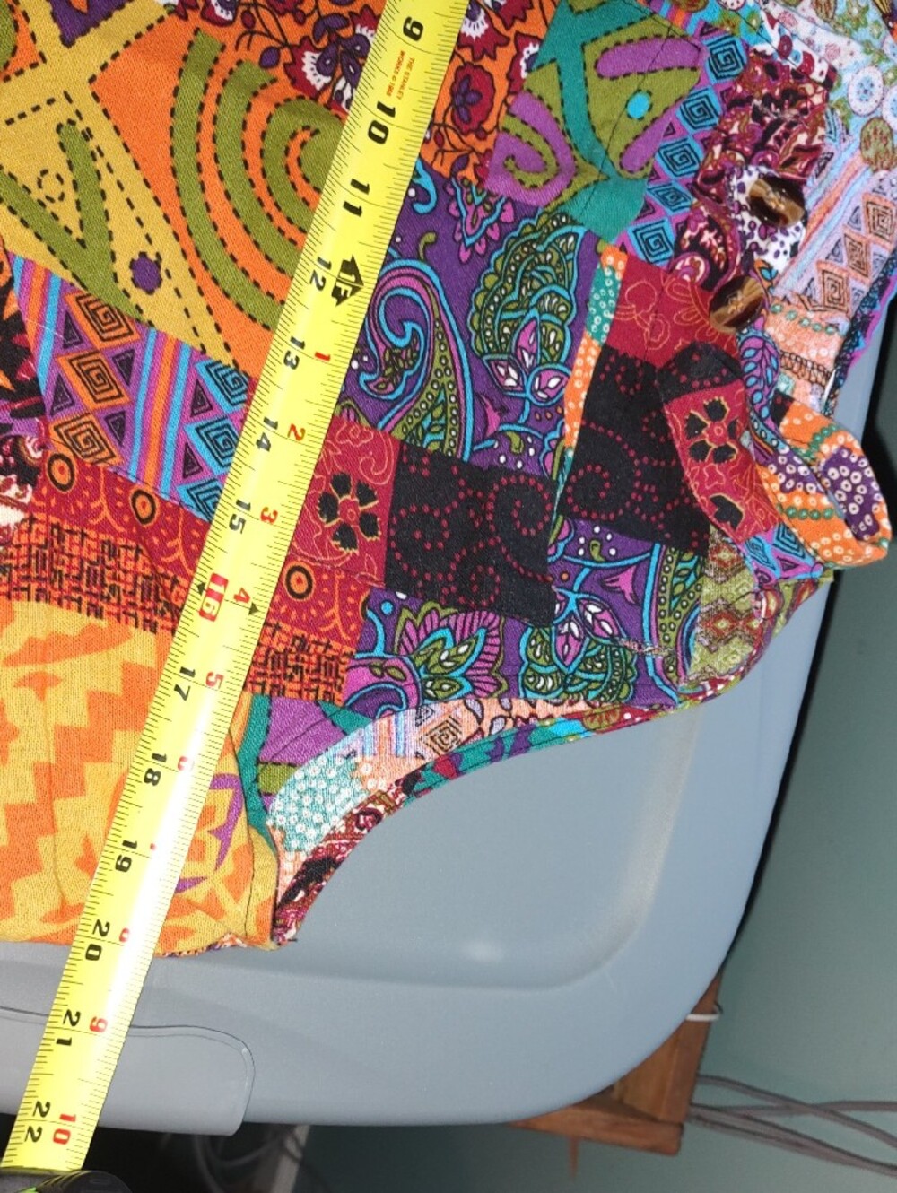 Patchwork Cotton Overalls XL 3 Pockets - Picture 9 of 10